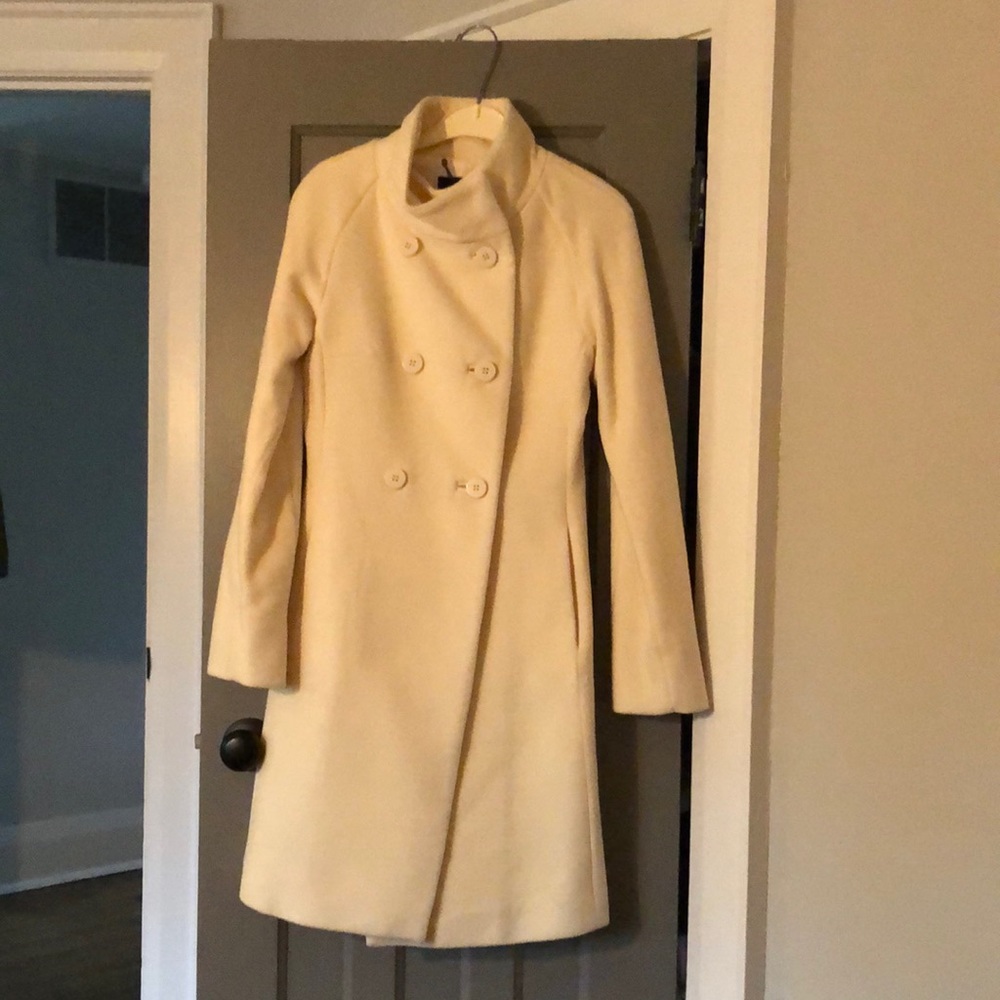 Jacob Wool Pea Coat in Ivory XS